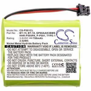 Panasonic HHR-P505 Cordless Phone Battery 3.6V 700mAh Ni-MH P501CL