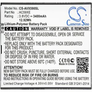 Archos 59 Xenon Mobile SmartPhone Battery 3.8V 3400mAh Li-Poly AVX590SL