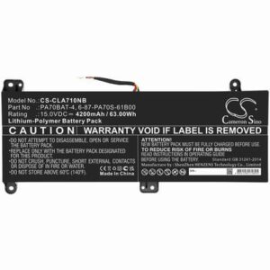 Clevo PA70HP6-G Notebook Laptop Battery 15.0V 4200mAh Li-Poly CLA710NB