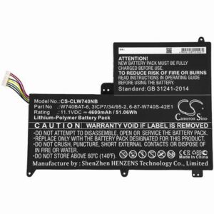 Clevo S413 Notebook Laptop Battery 11.1V 4600mAh Li-Poly CLW740NB