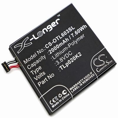 Alcatel 6039S-2AALUS7 Mobile SmartPhone Battery 3.8V 2000mAh Li-Poly OTL603SL
