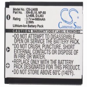 Casio Exilim EX-Z1 Digital Camera Video Battery 3.7V 660mAh Li-Ion LI40B