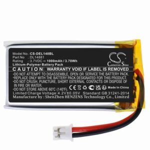 DELI 14951w Barcode Scanner Battery 3.7V 1000mAh Li-Pl DEL148BL