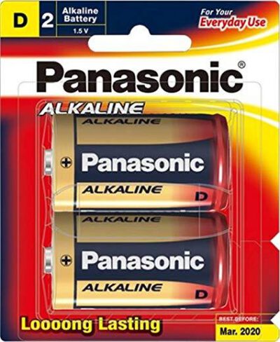 1.5V D Size Panasonic Alkaline LR20T/2B Battery, 2 Pack