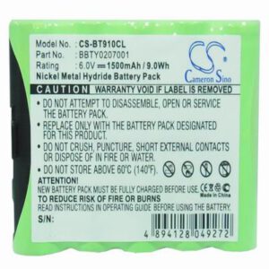 EXP9100 Cordless Phone Battery 6V 1500mAh Ni-MH BT910CL