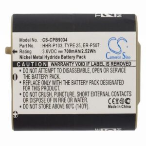 Panasonic KX-TD7680 Cordless Phone Battery 3.6V 700mAh Ni-MH CPB9034