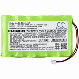 DSC 3G4000 Alarm System Battery 7.2V 2000mAh Ni-MH DSC400BT
