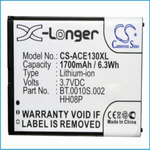 Acer Acer beTouch E130 B Mobile Phone Battery 3.7V 1700mAh Li-Ion ACE130XL