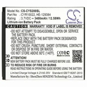 Cyrus CS20 Mobile SmartPhone Battery 3.7V 3400mAh Li-ion CYS200SL