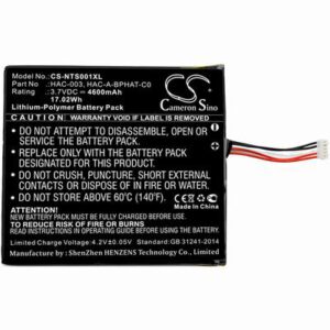 Nintendo HAC-S-JP/EU-C0 Game Console Battery 3.7V 4600mAh Li-Poly NTS001XL