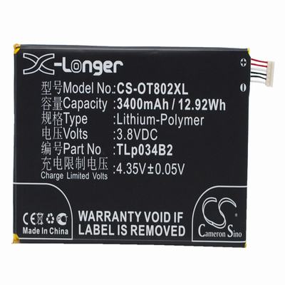 Alcatel One Touch Hero Mobile Phone Battery 3.8V 3400mAh Li-Polymer OT802XL