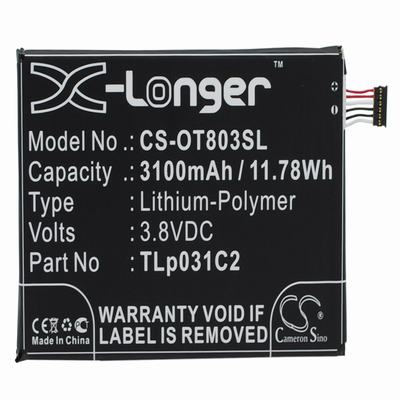 Alcatel One Touch Hero 2 Mobile Phone Battery 3.8V 3100mAh Li-Polymer OT803SL