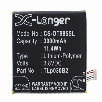 Alcatel One Touch Pop S7 Mobile Phone Battery 3.8V 3000mAh Li-Polymer OT985SL
