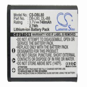Pentax Optio P70 Digital Camera Video Battery 3.7V 740mAh Li-Ion DBL80