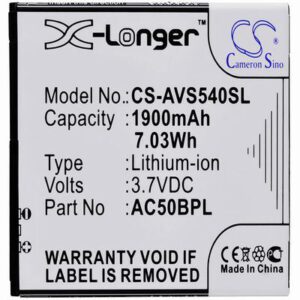 Archos 50b Platinum Mobile Phone Battery 3.7V 1900mAh Li-ion AVS540SL