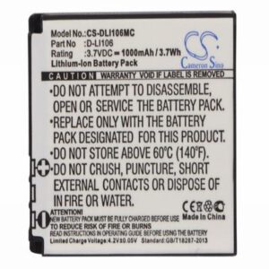 Pentax Optio W90 Digital Camera Video Battery 3.7V 1000mAh Li-Ion DLI106MC