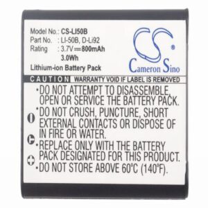 Olympus U1010 Digital Camera Video Battery 3.7V 800mAh Li-Ion LI50B