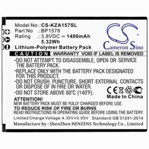 Kazuna eTalk 4G Phone Battery 3.8V 1400mAh Li-Pl KZA157SL